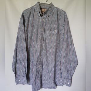 Wrangler Long Sleeve Mens Shirt Size L/G/G Color Blue Black White Plaid